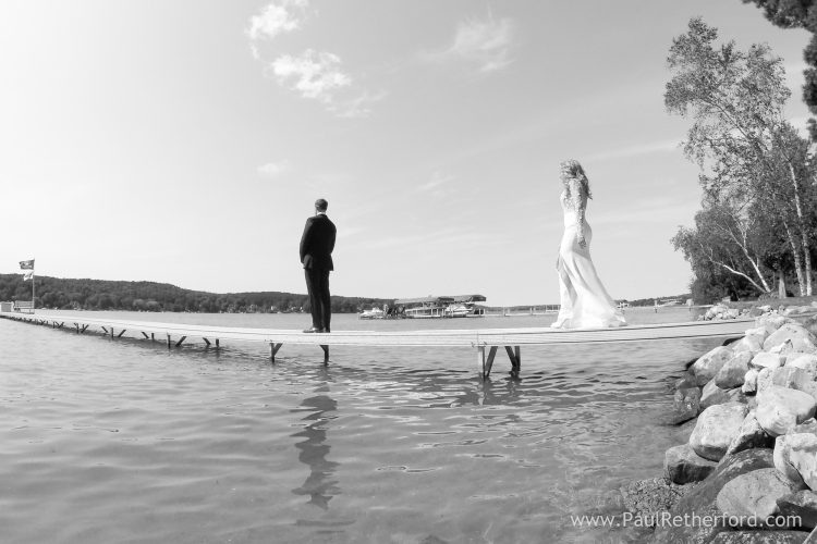 first look walloon lake wedding photo
