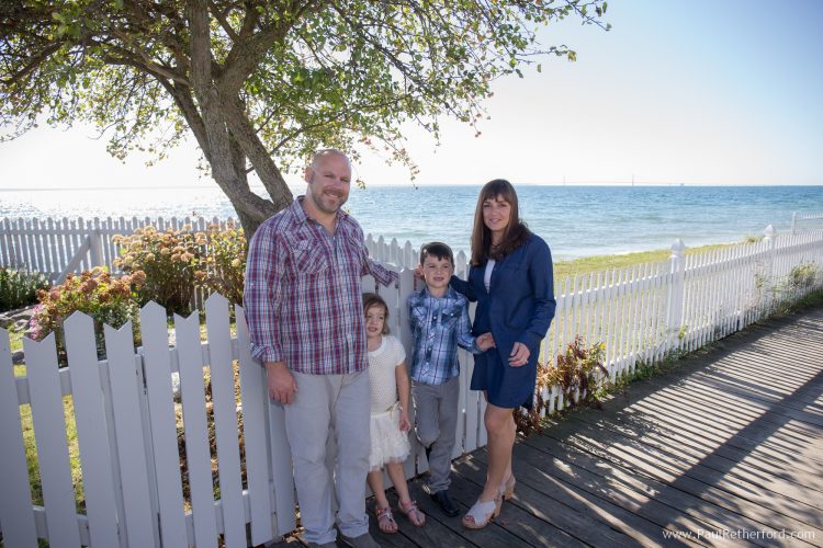 mackinac island boardwalk family photo