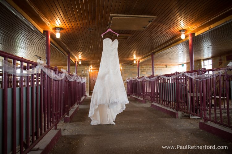 RaOna Acres Wedding Photography Williamston Michigan barn wedding dress hang photo michigan