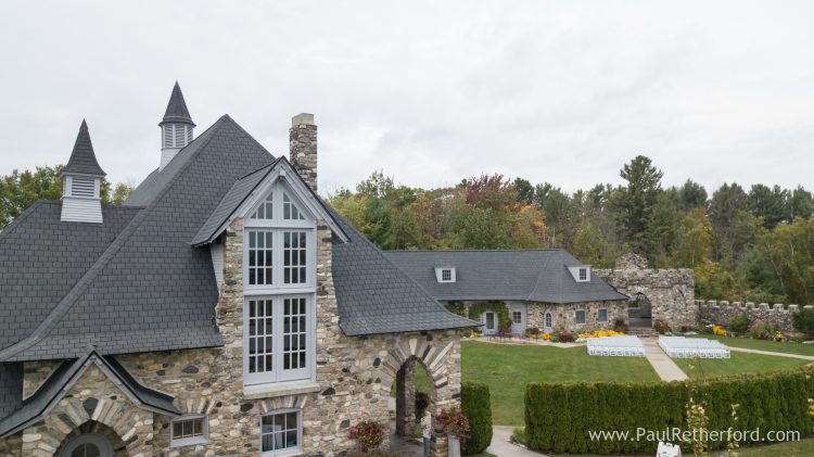 aerial castle farms wedding photo