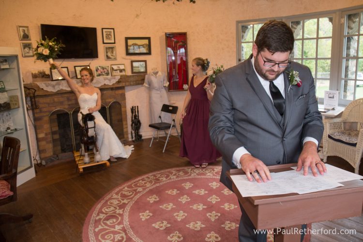 riding the horse wedding license signing photo