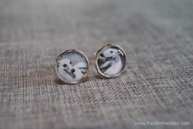 dog cufflinks wedding photo
