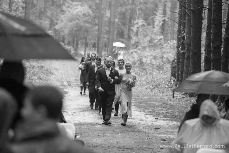 wedding party rainy day photo