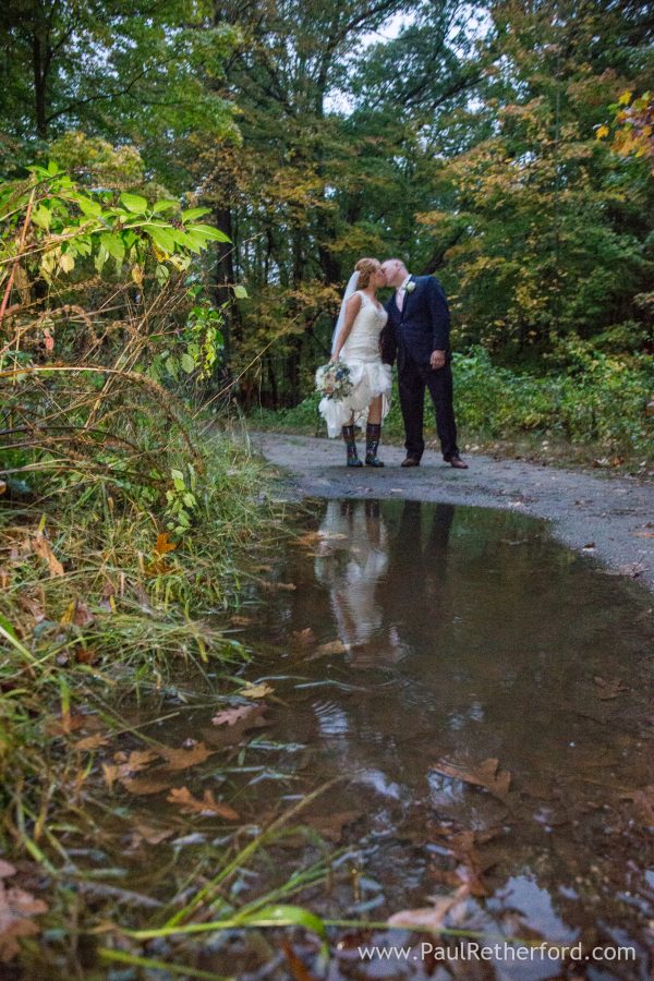 rainy wedding day reflection photo