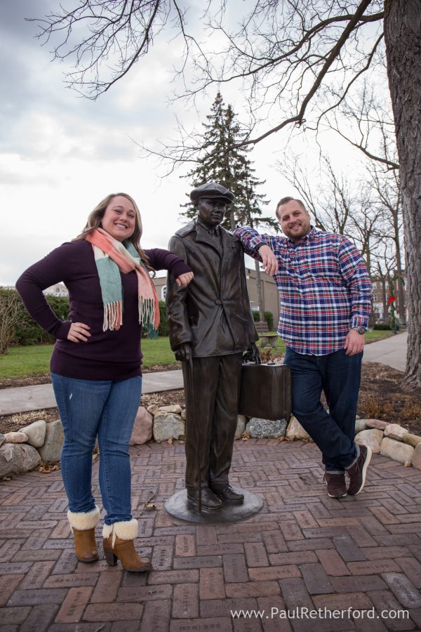 earnest hemingway statue couple photo petoskey