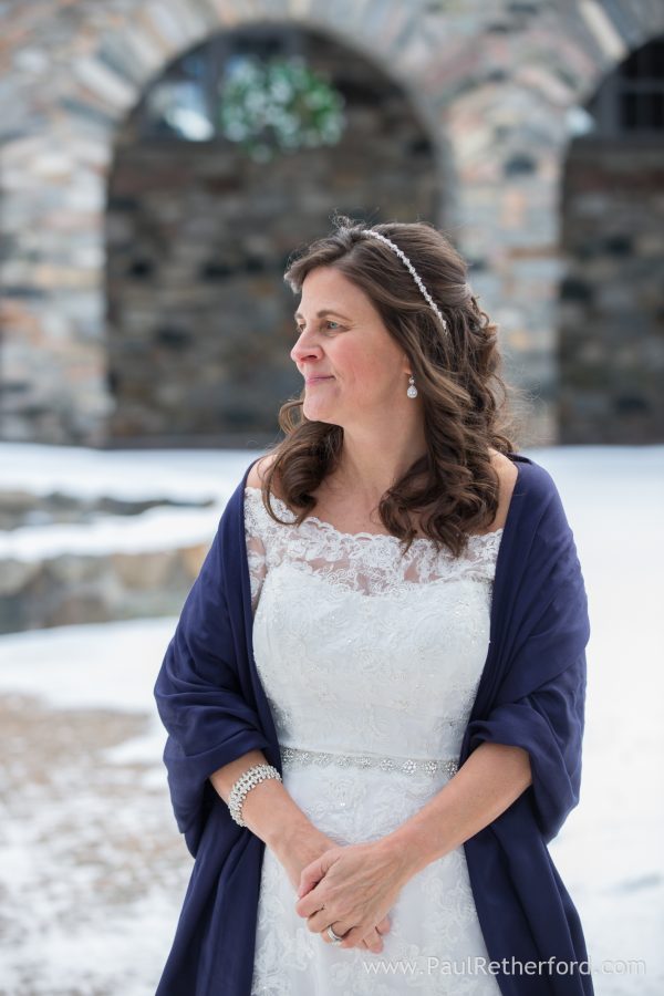 winter northern michigan wedding photo