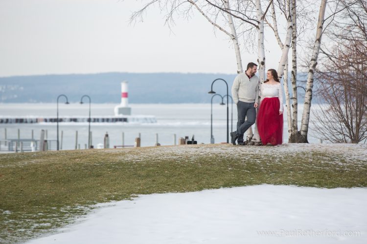 petoskey lighthouse engagement wedding photo