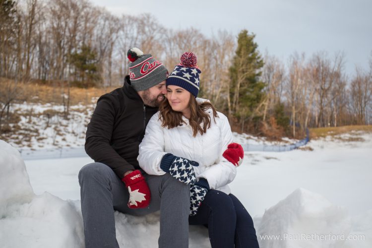 petoskey michigan winter engagement photo
