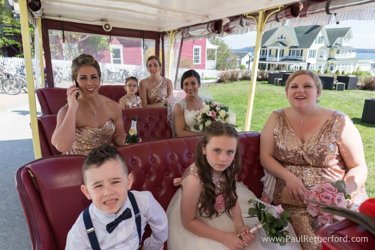 mackinac island bridal party taxi photo