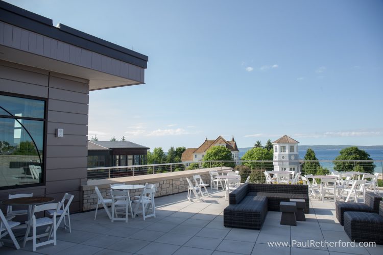 deck overlooking lake michigan photo