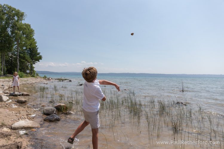 harbor springs rocks lake michigan photo